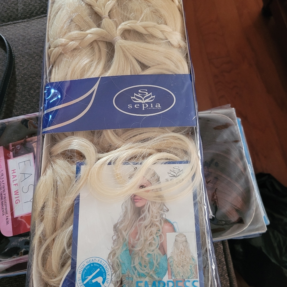Blonde princess siren mermaid frozen viking wig blonde braids new in package